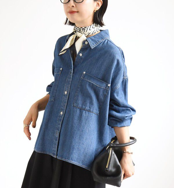 SHIPS for women「【実力派ベーシック】〈洗濯機可能〉ライトオンス デニム ショート シャツ」|シャツ・ブラウス|
