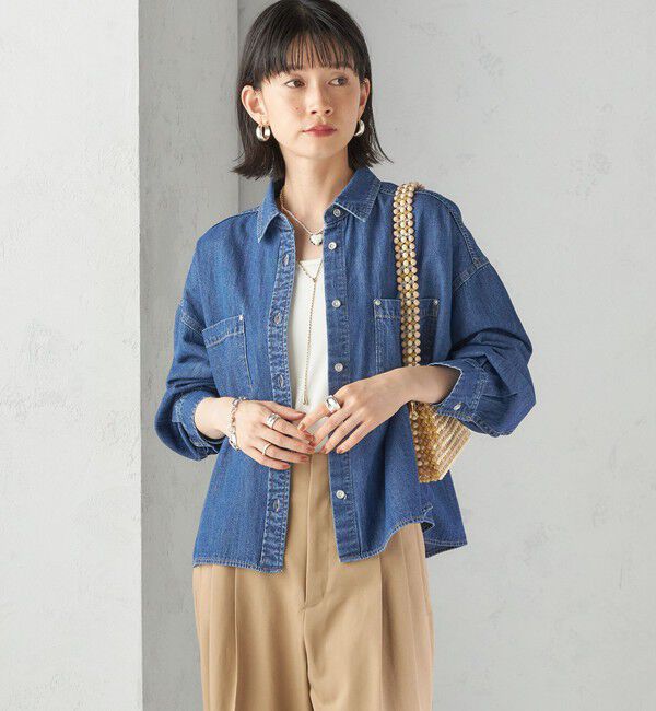 SHIPS for women「【実力派ベーシック】〈洗濯機可能〉ライトオンス デニム ショート シャツ」|シャツ・ブラウス|
