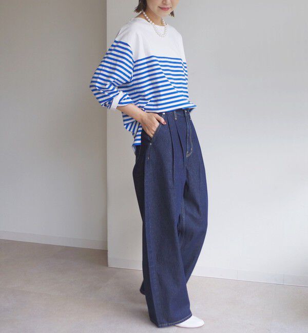 SHIPS for women「〈洗濯機可能〉2タック カーブ デニム パンツ」|デニム|