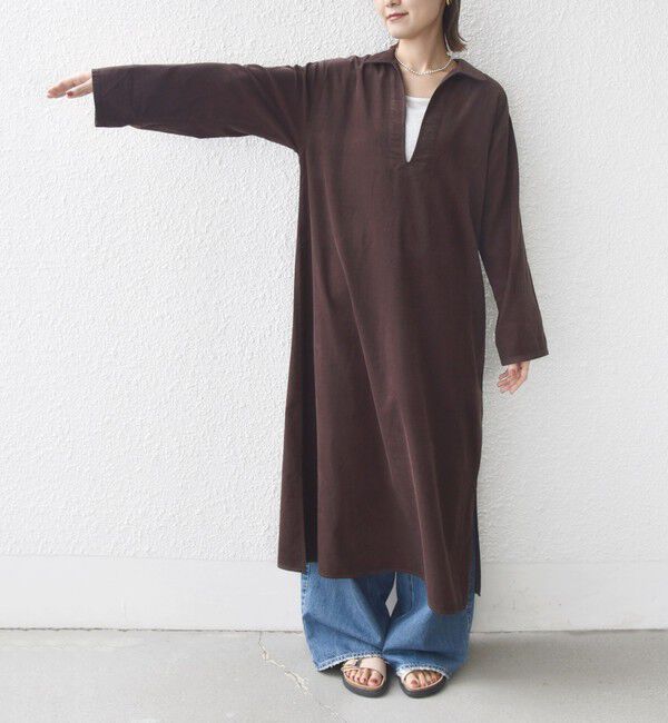 SHIPS for women「【WEB限定】〈洗濯機可能〉スキッパー コーデュロイ ワンピース」|ワンピース|