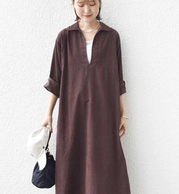 SHIPS for women「【WEB限定】〈洗濯機可能〉スキッパー コーデュロイ ワンピース」|ワンピース|