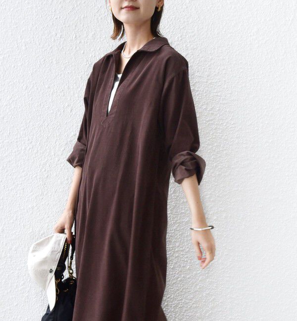 SHIPS for women「【WEB限定】〈洗濯機可能〉スキッパー コーデュロイ ワンピース」|ワンピース|