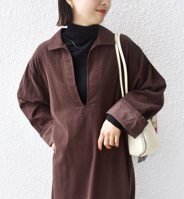SHIPS for women「【WEB限定】〈洗濯機可能〉スキッパー コーデュロイ ワンピース」|ワンピース|