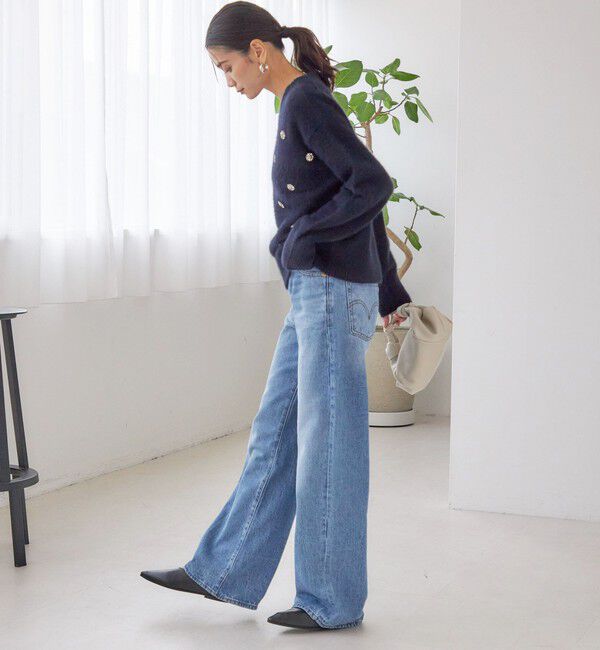 SHIPS for women「〈手洗い可能〉フォックス ビジュー Vネック ニット」|ニット・セーター|