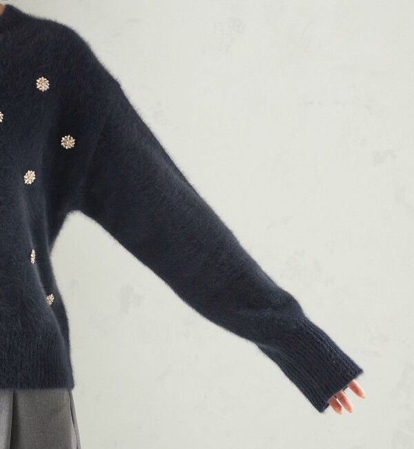 SHIPS for women「〈手洗い可能〉フォックス ビジュー Vネック ニット」|ニット・セーター|