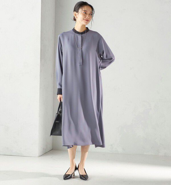 SHIPS for women「〈洗濯機可能〉ライト ダブルクロス バックフリル Aライン ワンピース（セレモニー対応可）」|ワンピース|