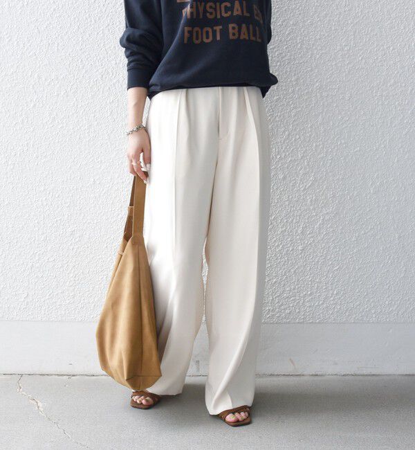 SHIPS any「〈洗濯機可能〉ウエスト ボタン 2タック セミワイド パンツ［NAVY BLUE］」|スラックス|