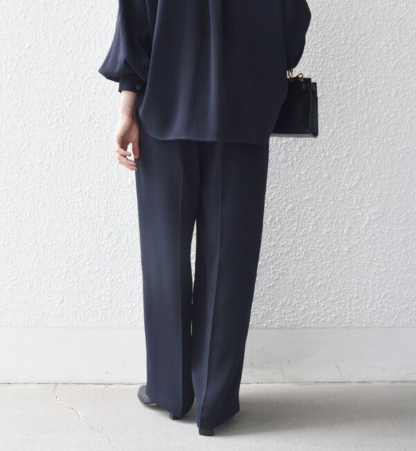 SHIPS any「〈洗濯機可能〉ウエスト ボタン 2タック セミワイド パンツ［NAVY BLUE］」|スラックス|