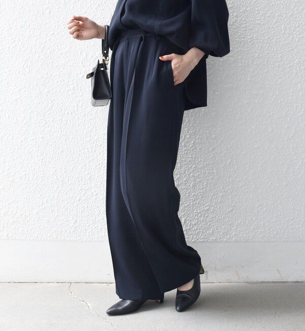 SHIPS any「〈洗濯機可能〉ウエスト ボタン 2タック セミワイド パンツ［NAVY BLUE］」|スラックス|