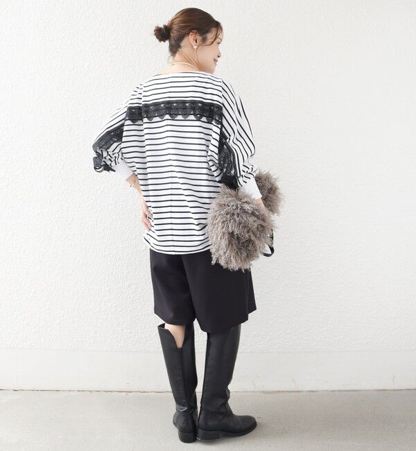SHIPS for women「【WEB限定】〈手洗い可能〉バック レース 袖 ロング リブ ドルマン プルオーバー」|Tシャツ・カットソー|