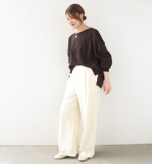 SHIPS for women「【WEB限定】〈手洗い可能〉バック レース 袖 ロング リブ ドルマン プルオーバー」|Tシャツ・カットソー|