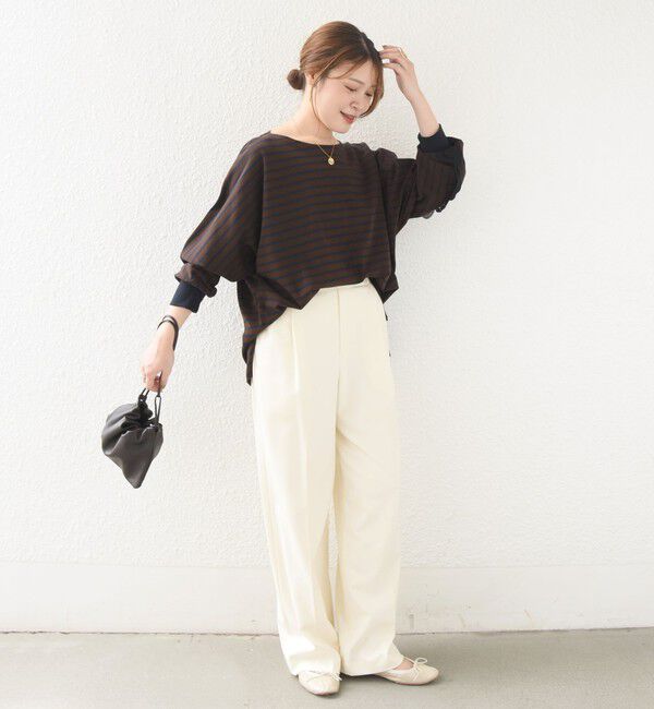 SHIPS for women「【WEB限定】〈手洗い可能〉バック レース 袖 ロング リブ ドルマン プルオーバー」|Tシャツ・カットソー|