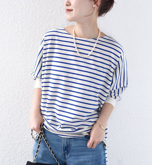 SHIPS for women「【WEB限定】〈手洗い可能〉バック レース 袖 ロング リブ ドルマン プルオーバー」|Tシャツ・カットソー|