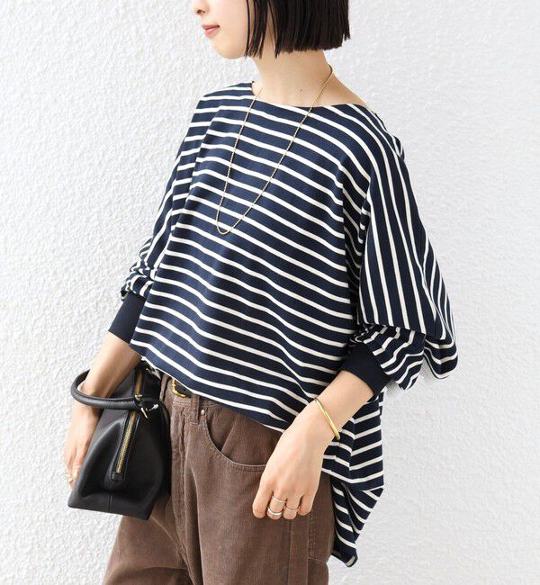 SHIPS for women「【WEB限定】〈手洗い可能〉バック レース 袖 ロング リブ ドルマン プルオーバー」|Tシャツ・カットソー|