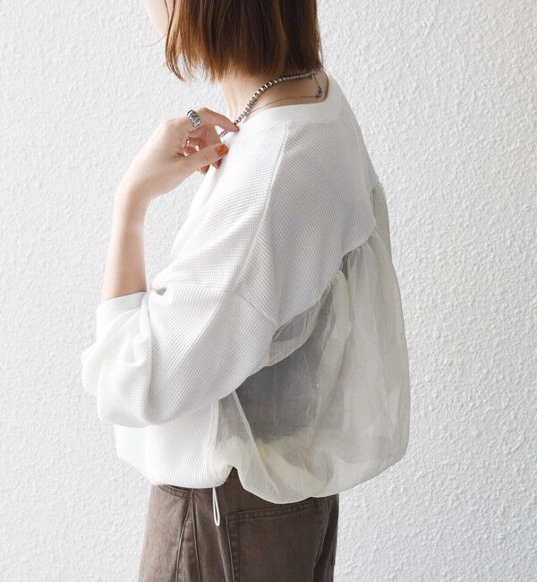 SHIPS any「【WEB限定】〈洗濯機可能〉ワッフル シアー ドッキング ドロスト プルオーバー」|Tシャツ・カットソー|
