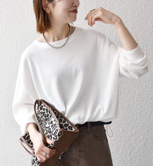 SHIPS any「【WEB限定】〈洗濯機可能〉ワッフル シアー ドッキング ドロスト プルオーバー」|Tシャツ・カットソー|