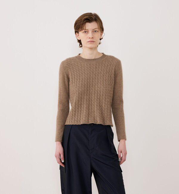 GALERIE VIE「モンゴルカシミヤケーブル クルーネックプルオーバー」|ニット・セーター|