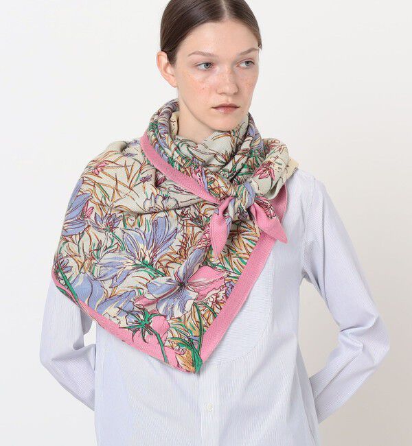 TOMORROWLAND GOODS「【別注】manipuri BLOOM GARDEN ウールシルク スカーフ」|バンダナ・スカーフ|