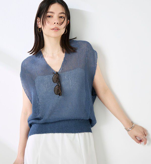 NOLLEY'S「《手洗い可能》ストローヤーンホールガーメントベスト」|ニット・セーター|