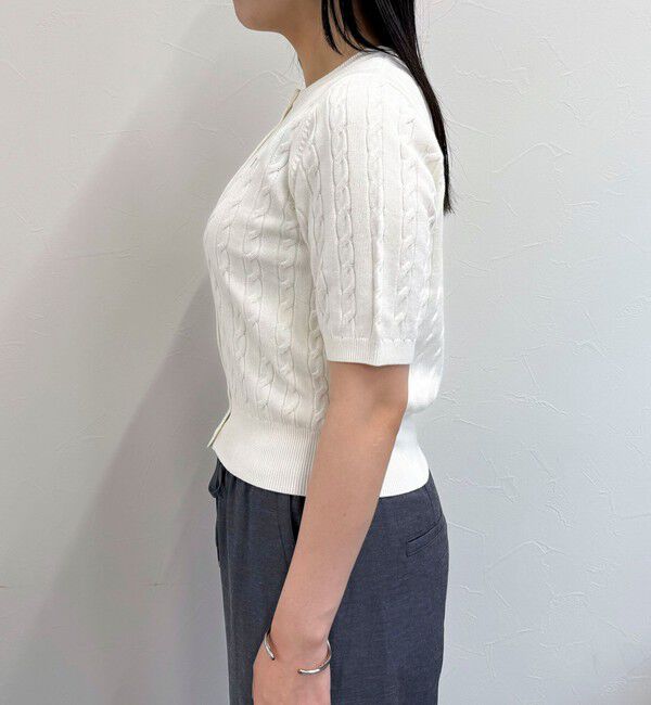 fredy emue「FR刺繍ケーブル柄半袖カーディガン」|カーディガン|