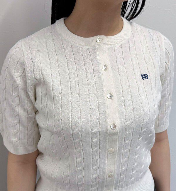 fredy emue「FR刺繍ケーブル柄半袖カーディガン」|カーディガン|