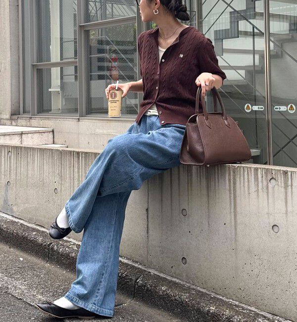 fredy emue「FR刺繍ケーブル柄半袖カーディガン」|カーディガン|