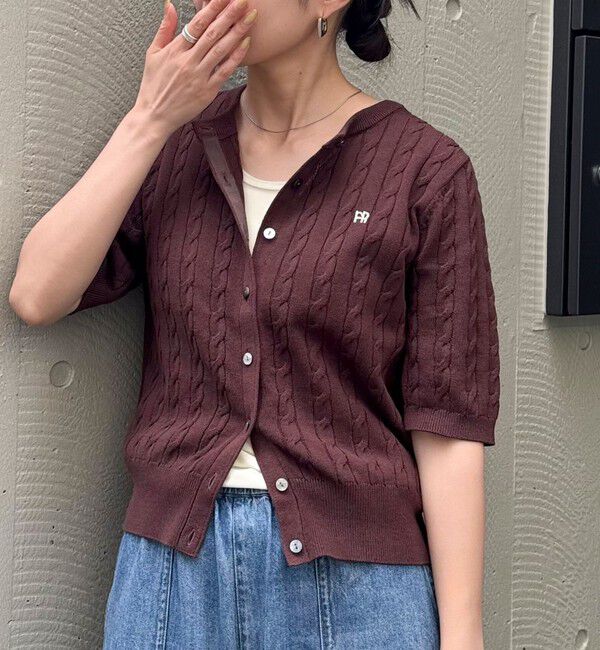 fredy emue「FR刺繍ケーブル柄半袖カーディガン」|カーディガン|