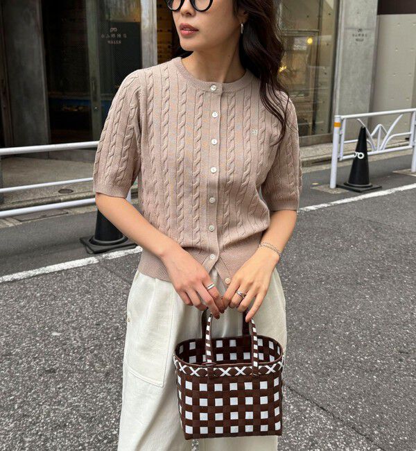 fredy emue「FR刺繍ケーブル柄半袖カーディガン」|カーディガン|