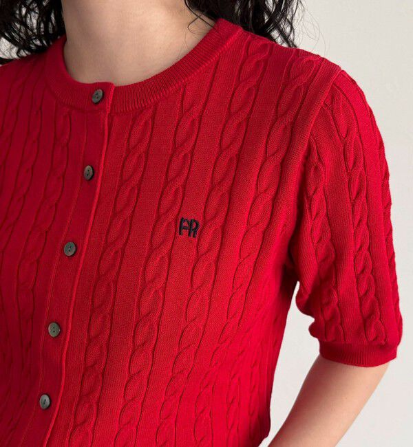 fredy emue「FR刺繍ケーブル柄半袖カーディガン」|カーディガン|