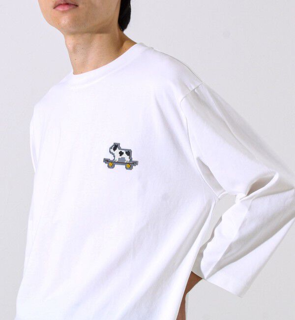 GLOSTER「【GLOSTER/グロスター】デジブル 七分袖Tシャツ ドット刺繍」|Tシャツ・カットソー|