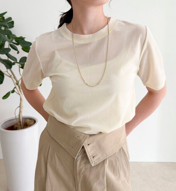 fredy emue「ベロア半袖Tシャツ」|Tシャツ・カットソー|クリーム