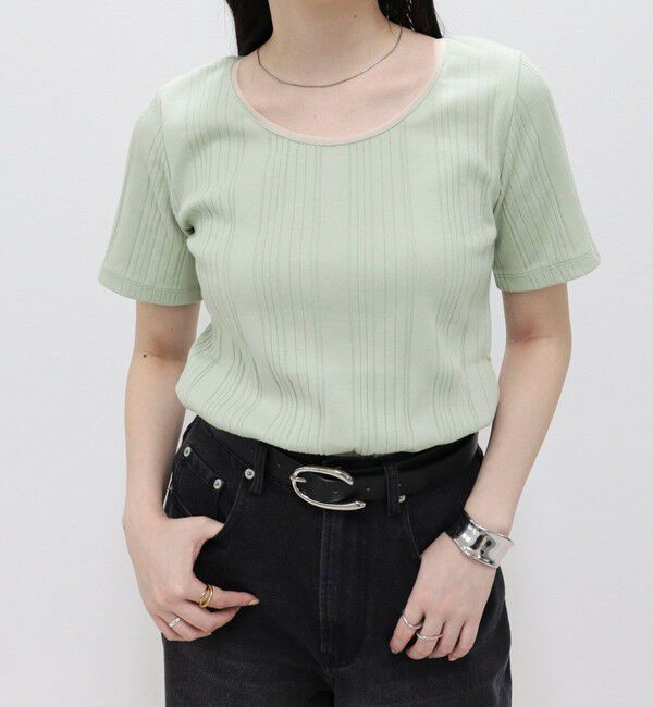 fredy emue「ランダムテレコ5分袖Tシャツ」|Tシャツ・カットソー|ライトグリーン