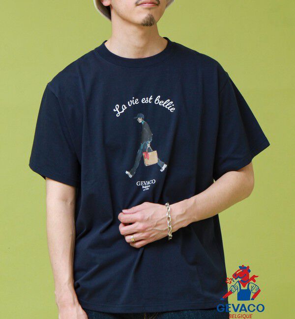 GLOSTER「【GEVACO/ゲバコ】プリントＴシャツ」|Tシャツ・カットソー|ネイビー