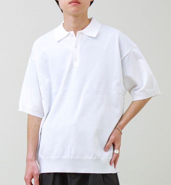 GLOSTER「【ラクなのに上品】コットンタッチリラックスポロ」|ポロシャツ|オフホワイト