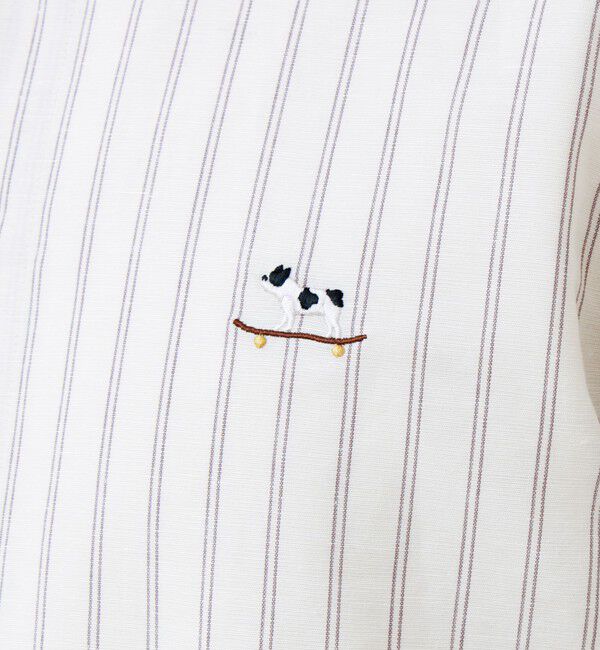 GLOSTER「【フレブル刺繍】七分袖シャツ ストライプ/無地」|シャツ・ブラウス|