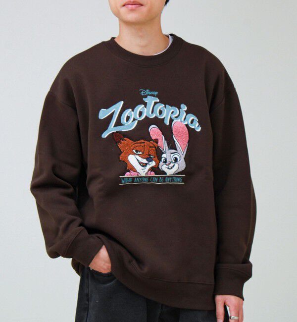 GLOSTER「【ZOOTOPIA/ズートピア】ニック＆ジュディ サガラ刺繍クルースウェット 裏起毛」|スウェット・ジャージ|