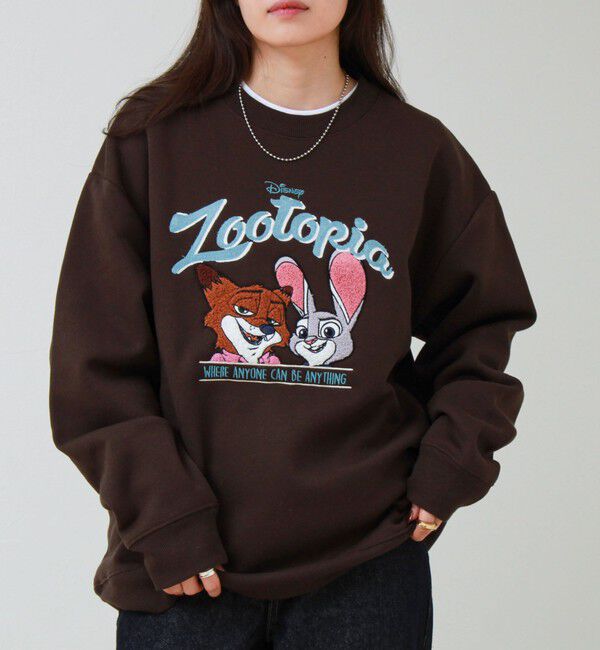 GLOSTER「【ZOOTOPIA/ズートピア】ニック＆ジュディ サガラ刺繍クルースウェット 裏起毛」|スウェット・ジャージ|