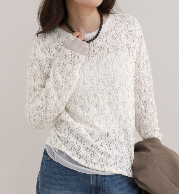 fredy emue「チュールレイヤードレースロンTシャツ」|Tシャツ・カットソー|