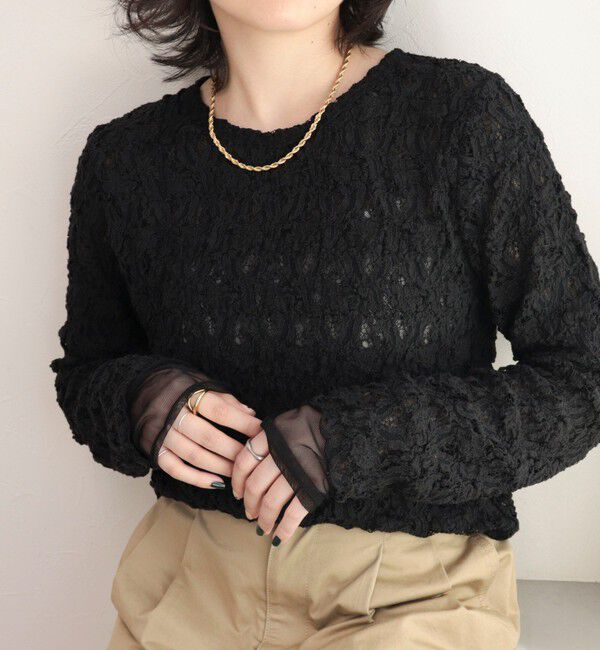 fredy emue「チュールレイヤードレースロンTシャツ」|Tシャツ・カットソー|