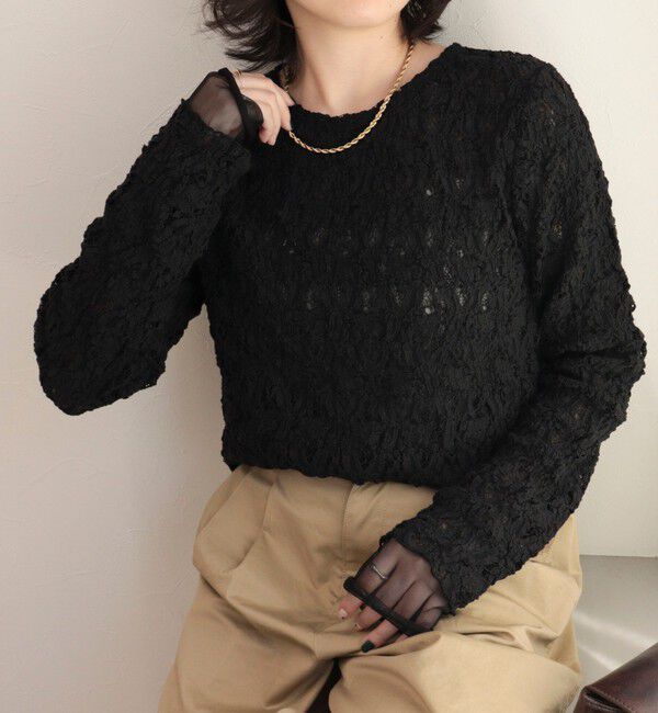 fredy emue「チュールレイヤードレースロンTシャツ」|Tシャツ・カットソー|
