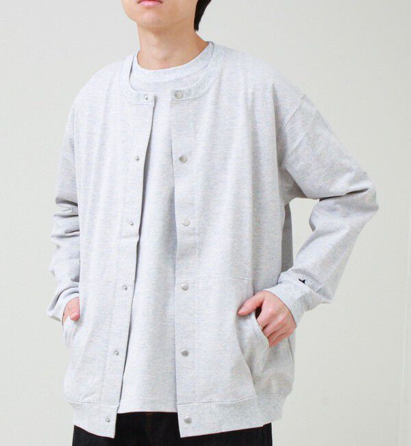 GLOSTER「【BOY BACK FANCY】裏配色  クルーネックカーディガン」|カーディガン|ライトグレー