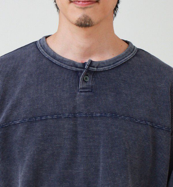 GLOSTER「【ヴィンテージライク】硫化染めワッフル ヘンリーネックロングスリーブTシャツ」|Tシャツ・カットソー|