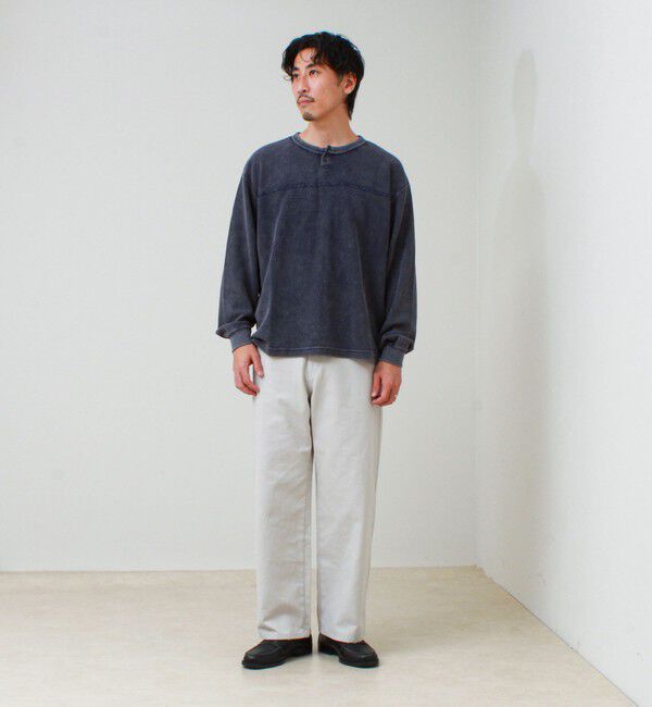 GLOSTER「【ヴィンテージライク】硫化染めワッフル ヘンリーネックロングスリーブTシャツ」|Tシャツ・カットソー|
