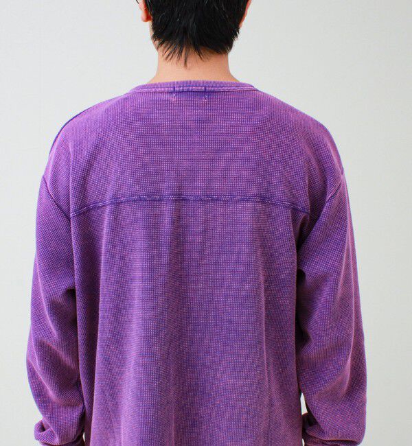 GLOSTER「【ヴィンテージライク】硫化染めワッフル ヘンリーネックロングスリーブTシャツ」|Tシャツ・カットソー|