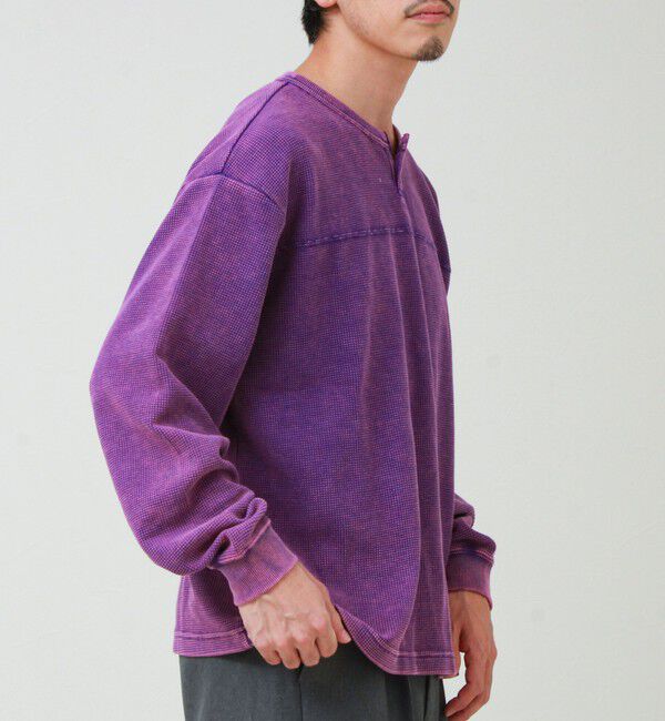 GLOSTER「【ヴィンテージライク】硫化染めワッフル ヘンリーネックロングスリーブTシャツ」|Tシャツ・カットソー|