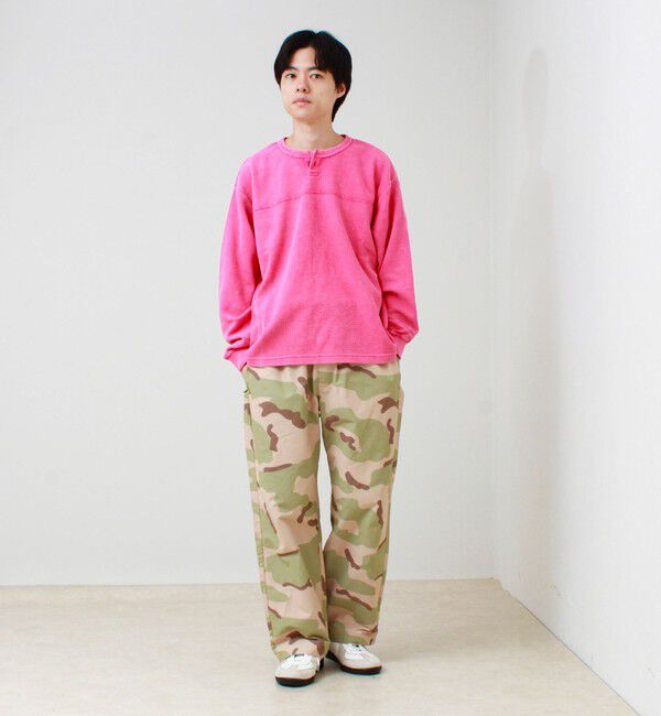 GLOSTER「【ヴィンテージライク】硫化染めワッフル ヘンリーネックロングスリーブTシャツ」|Tシャツ・カットソー|
