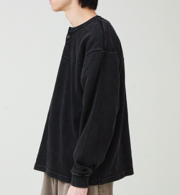 GLOSTER「【ヴィンテージライク】硫化染めワッフル ヘンリーネックロングスリーブTシャツ」|Tシャツ・カットソー|