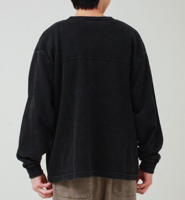 GLOSTER「【ヴィンテージライク】硫化染めワッフル ヘンリーネックロングスリーブTシャツ」|Tシャツ・カットソー|