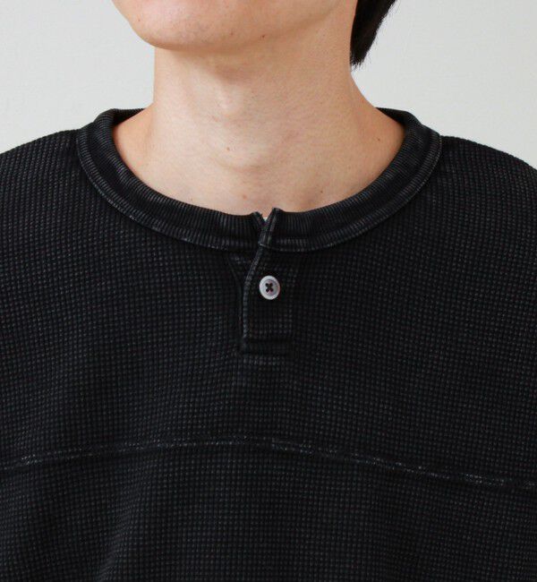 GLOSTER「【ヴィンテージライク】硫化染めワッフル ヘンリーネックロングスリーブTシャツ」|Tシャツ・カットソー|