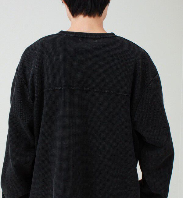 GLOSTER「【ヴィンテージライク】硫化染めワッフル ヘンリーネックロングスリーブTシャツ」|Tシャツ・カットソー|